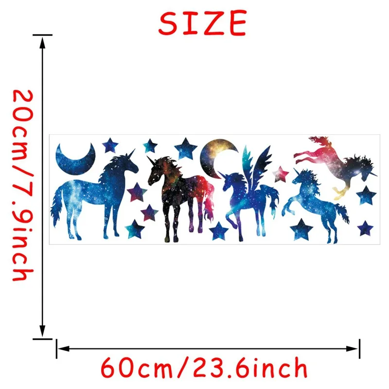 PVC Galaxy Dream Unicorn Wall Sticker For Kids Rooms Star Moon Night Sky Animals Decorative Children Bedroom Decor DIY for | Дом и сад