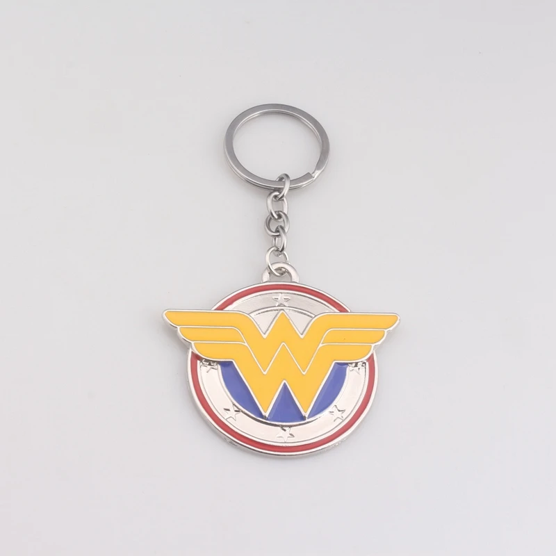 Новая мода фильм чудо женщина W письмо брелок круглый металлический кулон