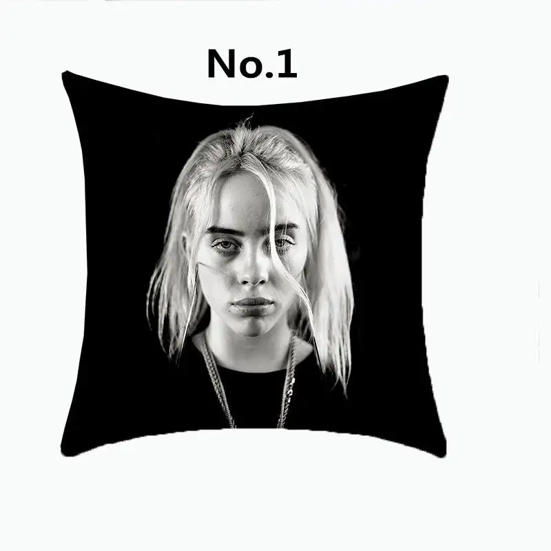 1 Наволочка из полиэстера с принтом Billie Eilish, декоративные подушки для дома, поп-певец Billie, чехол для подушки - Цвет: 1