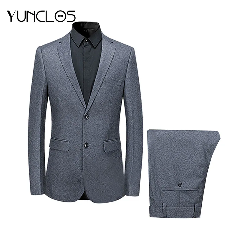 Мужской костюм YUNCLOS классический из 2 предметов: куртка и брюки смокинги для