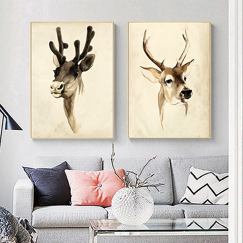 SD LINLEEHON Moose рисунок оленя на холсте настенный художественный постер с животным
