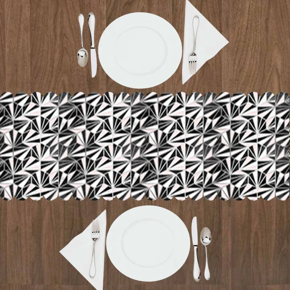 Else Black Pink Triangles Geometric Damask Vintage 3d Print Pattern Modern Table Runner for Kitchen Dining Room Tablecloth | Дом и сад