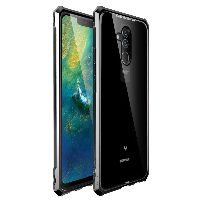 Металлический бампер для huawei mate 20x Pro 20Lite Nove 3i P Smart Plus чехол Прозрачный Роскошный Жесткий прозрачный стеклянный алюминиевый каркас - Цвет: Black
