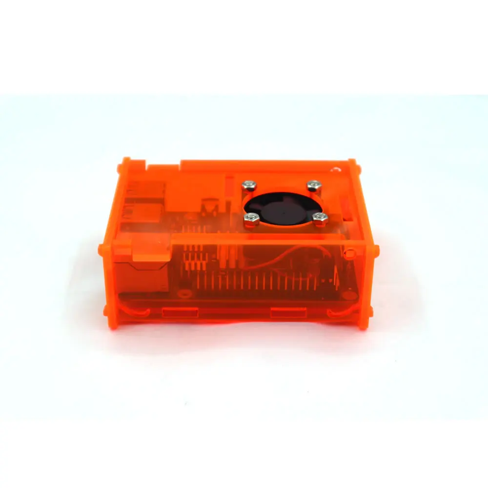 Оранжевая акриловая коробка корпуса с охлаждающим вентилятором для Raspberry Pi