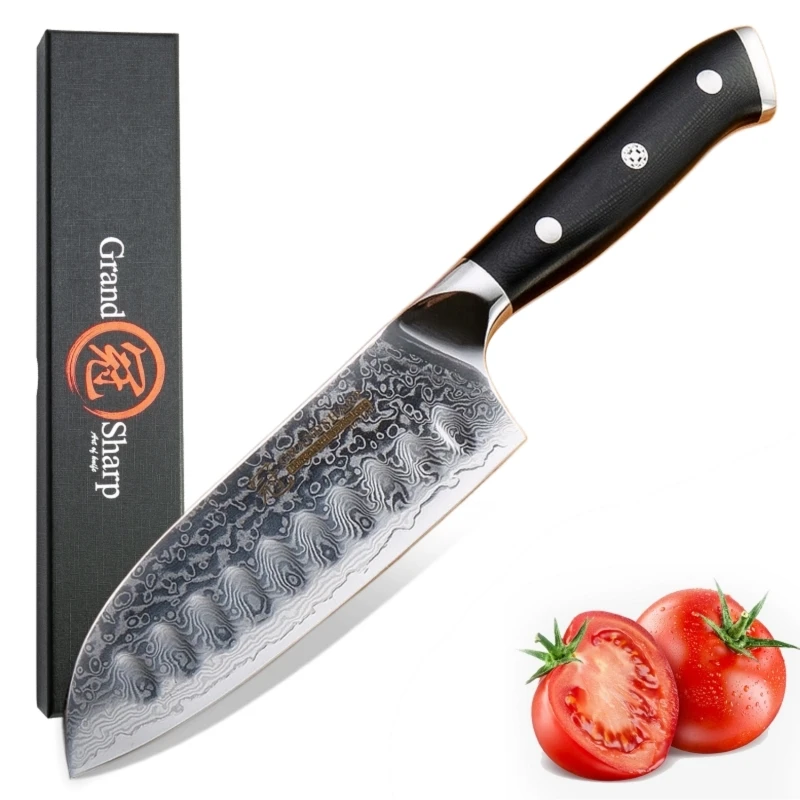 Японский кухонный нож Santoku vg10 5 Дюймовый Нож из дамасской стали 67 слоев