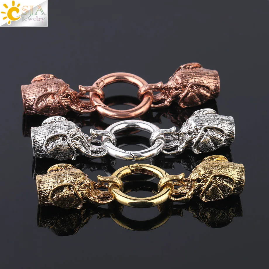 CSJA мужской браслет пряжка голова слона заглушки для изготовления ювелирных