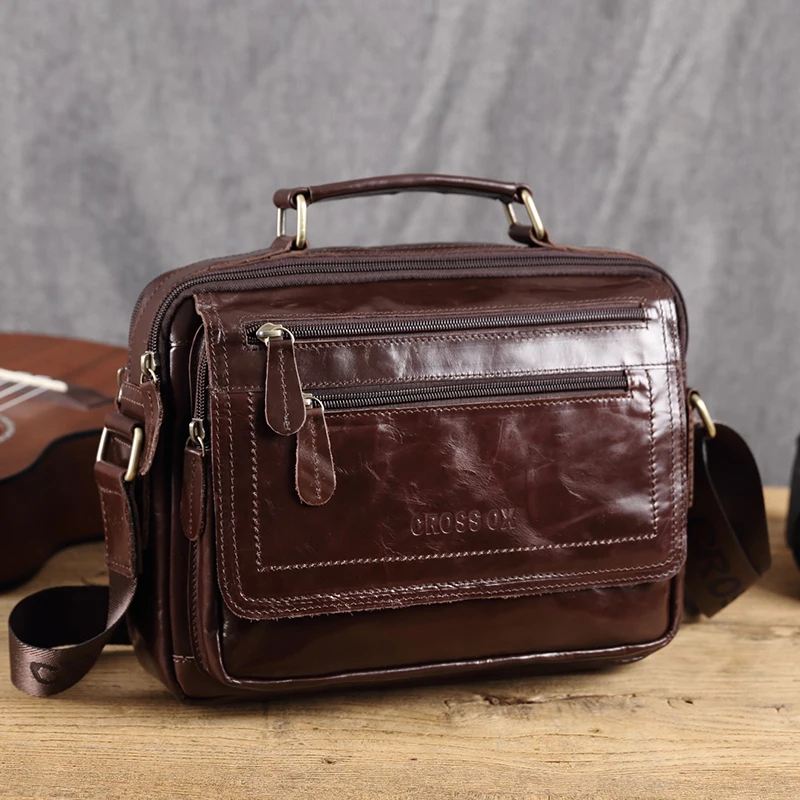 Кожаная сумка CROSSOX в классическом стиле SL423|cross ox|bag genuine leathersmall bag |