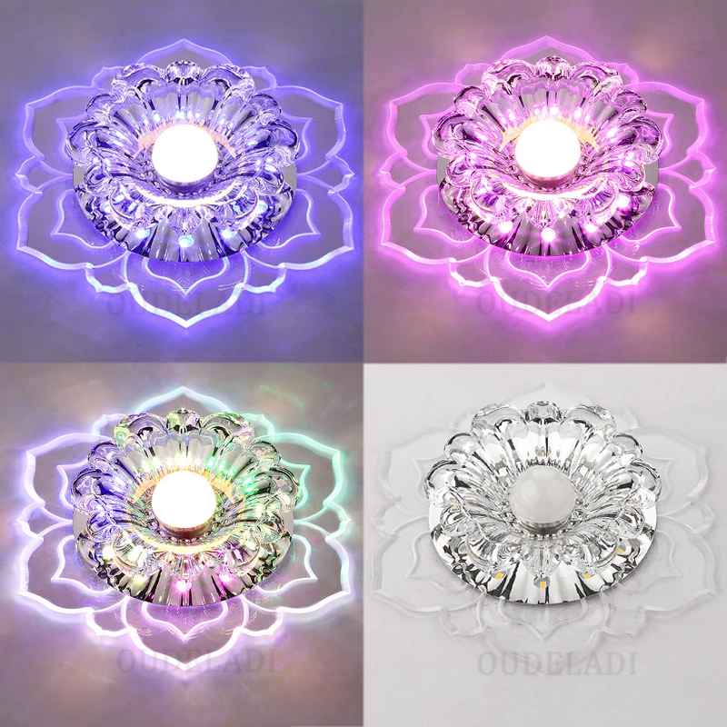 Luces LED para pasillo focos de cristal en forma de flor, empotrados, techo, creativo, pasillo, sala de estar y dormitorio