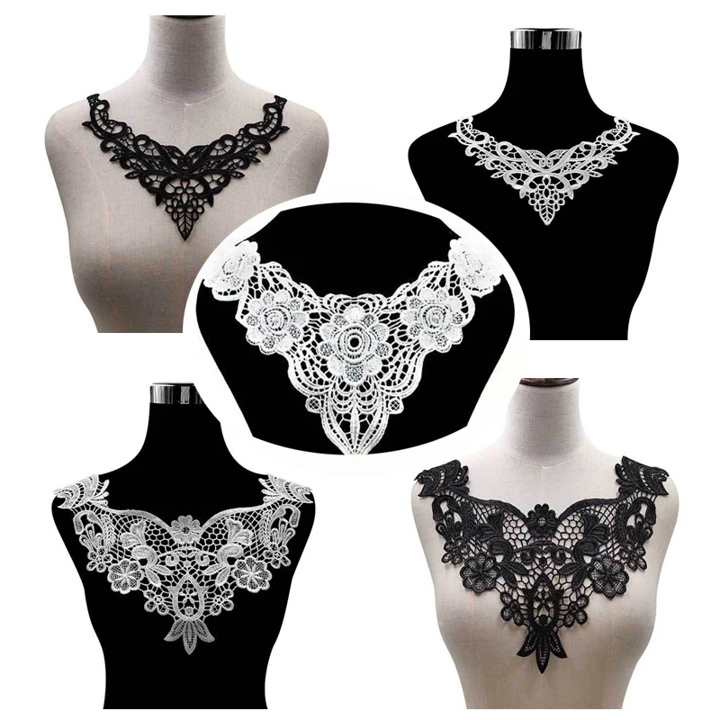 1 шт. черно белые швейные принадлежности из кружева с красивыми цветами сделай