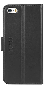 Чехлы-бумажники tuch для iPhone 5/5s/SE, кожаная тонкая книга форматом в пол-листа с отделением для карт, зажим для денег, подставка, магнитная застежка - Цвет: Black