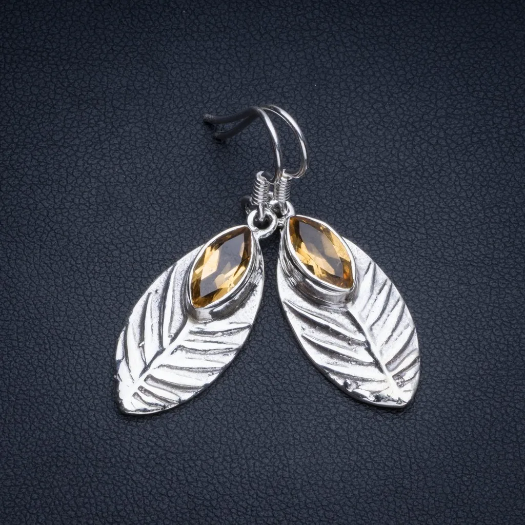 Stargems (TM) натуральный цитрин Boho Стиль 925 серебро Висячие Серьги 1 1/2&quot | Украшения и