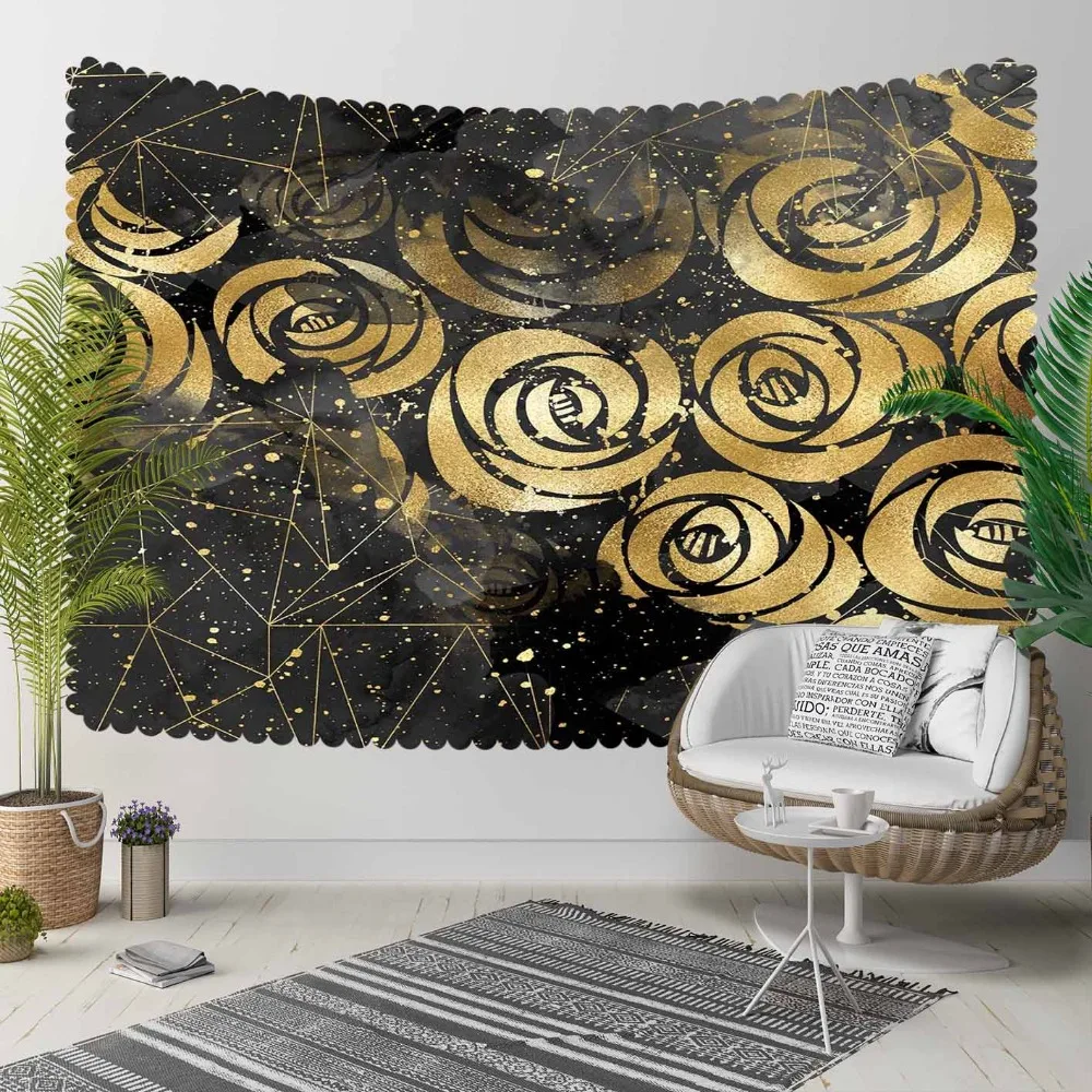 

Else Black Gray Clouds Nordec Golden Yellow Roses 3D Print Decorative Hippi Bohemian Wall Hanging Landscape Tapestry Wall Art