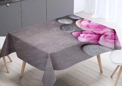 Скатерть из серого дерева с фиолетовыми цветами и розами 3d Рисунок моющаяся