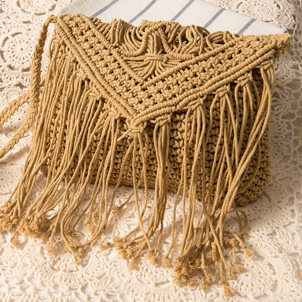 

Vintage Women's Zipper Woven Tassel Bag Crossbody Shoulder Bag Summer Beach Bag
