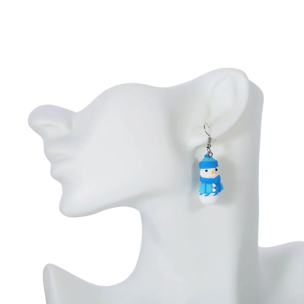 8Seasons New Fashion Kawaii Cartoon White/Blue Snowman Clay Winter Drop Earrings For Women Christmas Party Long Dangle | Украшения и