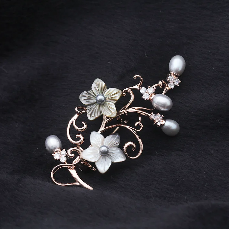 Яньи модные ювелирные изделия Элегантный Multi серый жемчуг цветок Брошь Pin |