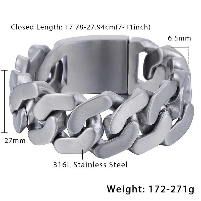 Мужские браслеты Trendsmax в стиле хип-хоп матовая панцирная цепь из кубинской цепи