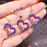 kjjeaxcmy boutique jewelry 925 sterling silver inlaid natural sapphire female necklace chain pendant ring earrings set support d