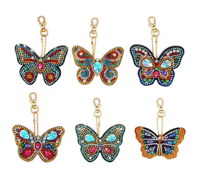 6pcs Butterfly 4-6 шт DIY Алмазная картина брелок Подвеска полная дрель специальная форма алмазная вышивка крестиком женская сумка Украшение - Цвет: 6pcs Butterfly