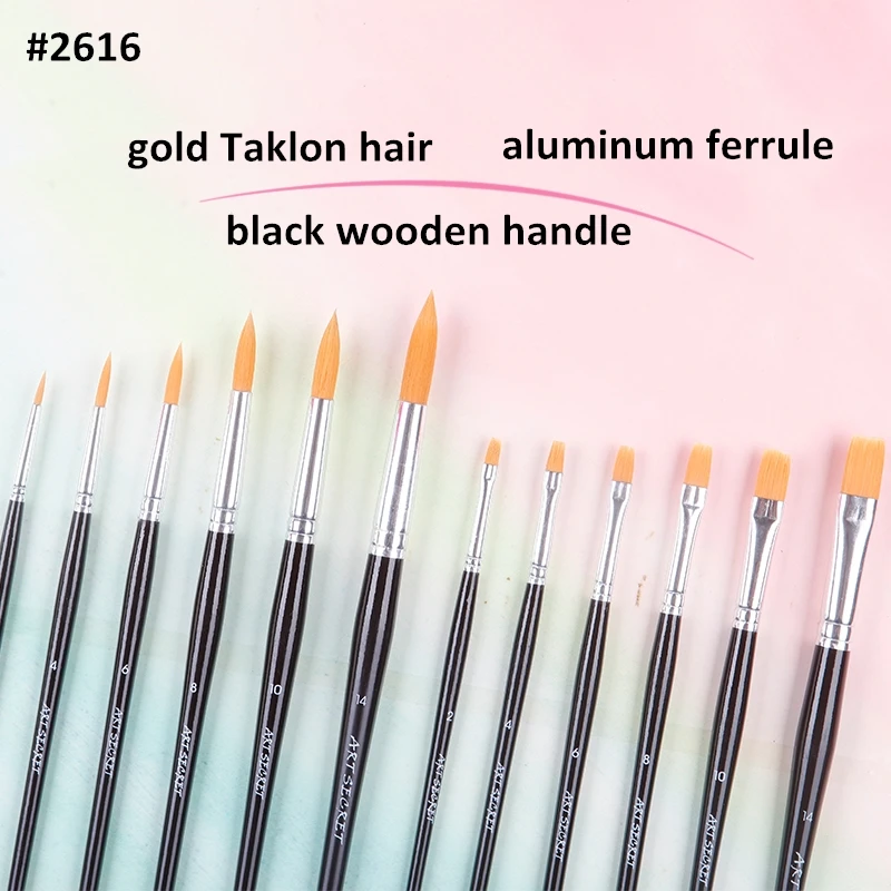 Высокое Качество Южная Корея taklon волос 12 шт./компл. художественные supplie кисть для акварели и акрил с цветным рисунком