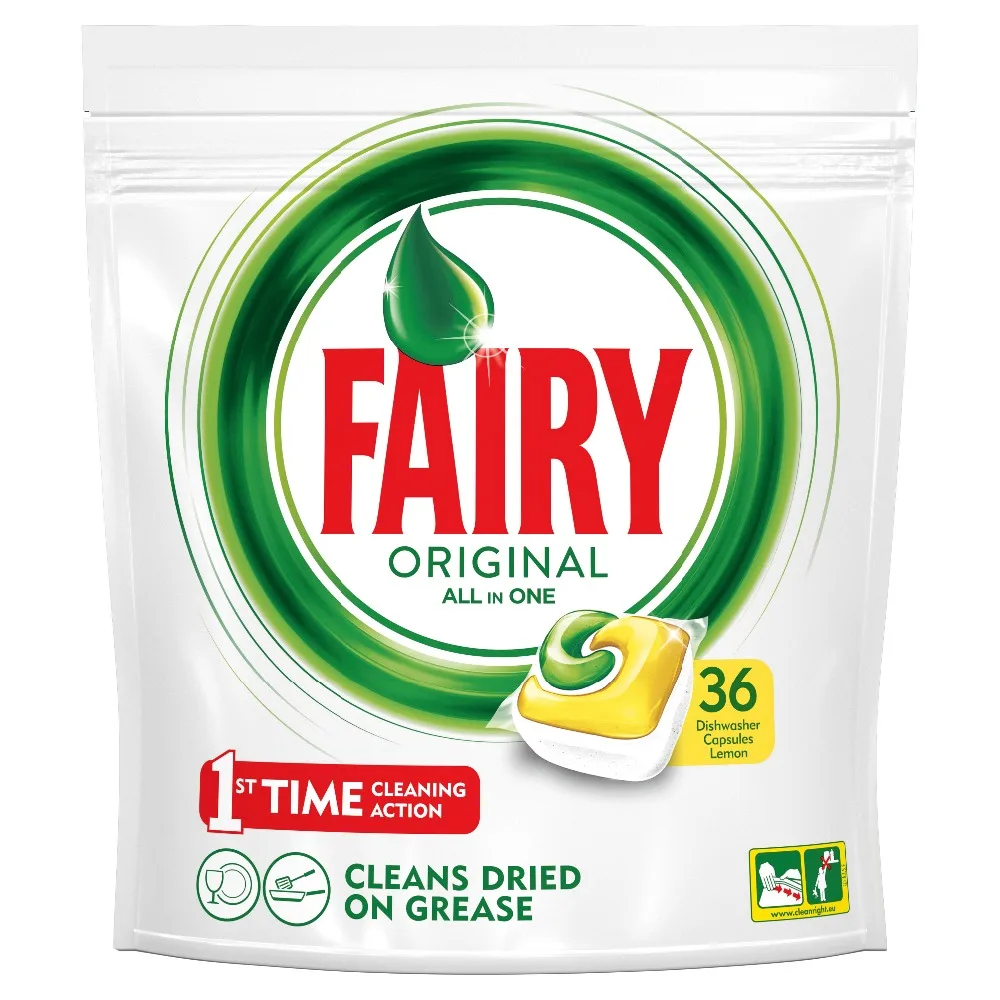Капсулы для посудомоечной машины Fairy Original All In One Лимон (36 штук) | Дом и сад