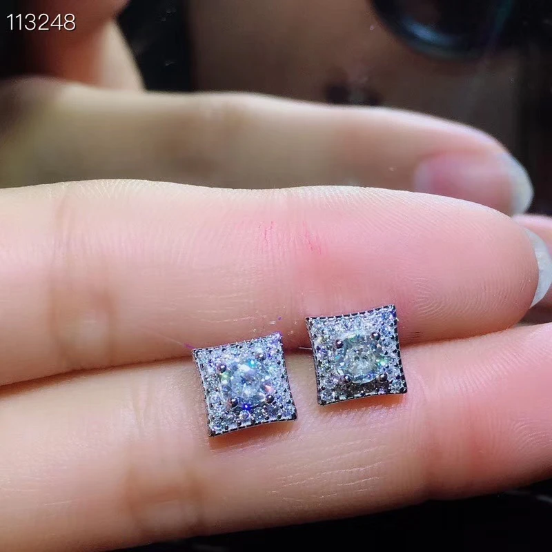 KJJEAXCMY Fine Jewelry 925 Sterling Silver Inlaid with Mosan Diamond Female Ear Studs | Украшения и аксессуары