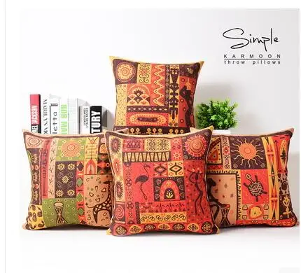 Ретро Красная коричневая Юго Восточная Азия хлопковая льняная наволочка для