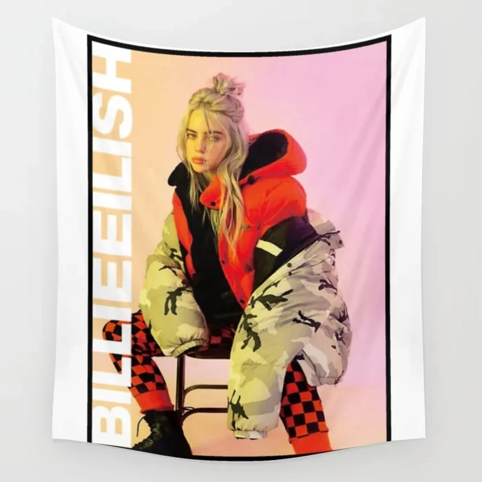 Поп певица Billie Eilish шаблон хиппи гобелен настенный плотный Декор для дома на