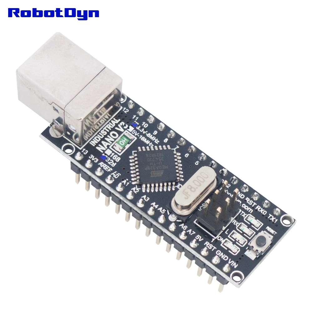 NANO V3 Industrial 3 В/5 В Logic CH340C ATMega168/328 USB B с контактными разъемами или припаянной