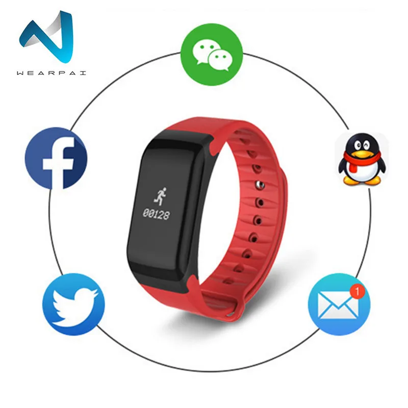 Wearpai F1 черный смарт браслет Для мужчин сердечного ритма крови Давление монитор