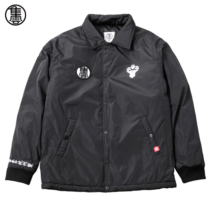 Для мужчин 2017 Зимние черные сапоги и розовый с принтом Куртка Мода отложной