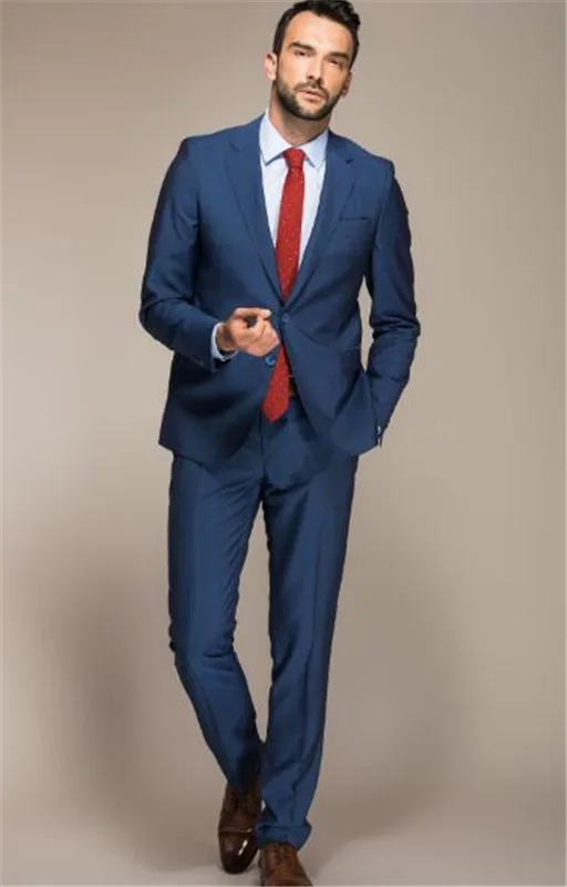 Синий костюм на одной пуговице изготовленный заказ 2 шт. (пиджак + брюки)
