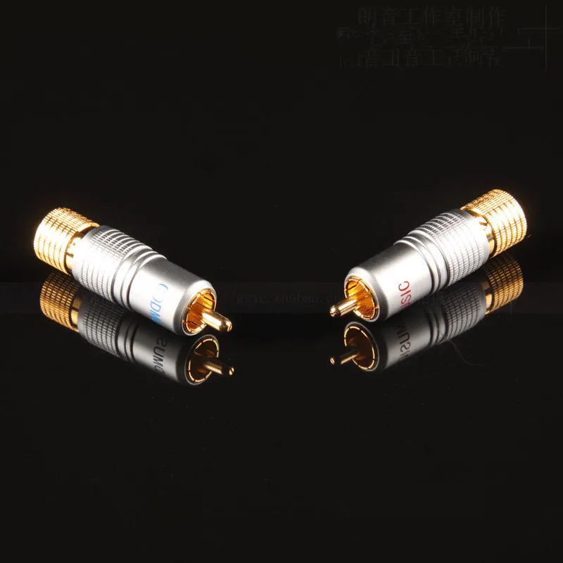 1 пара GODMUSIC Solderless lockable lotus plug с покрытием из чистой меди Золото RCA терминал аудио разъем
