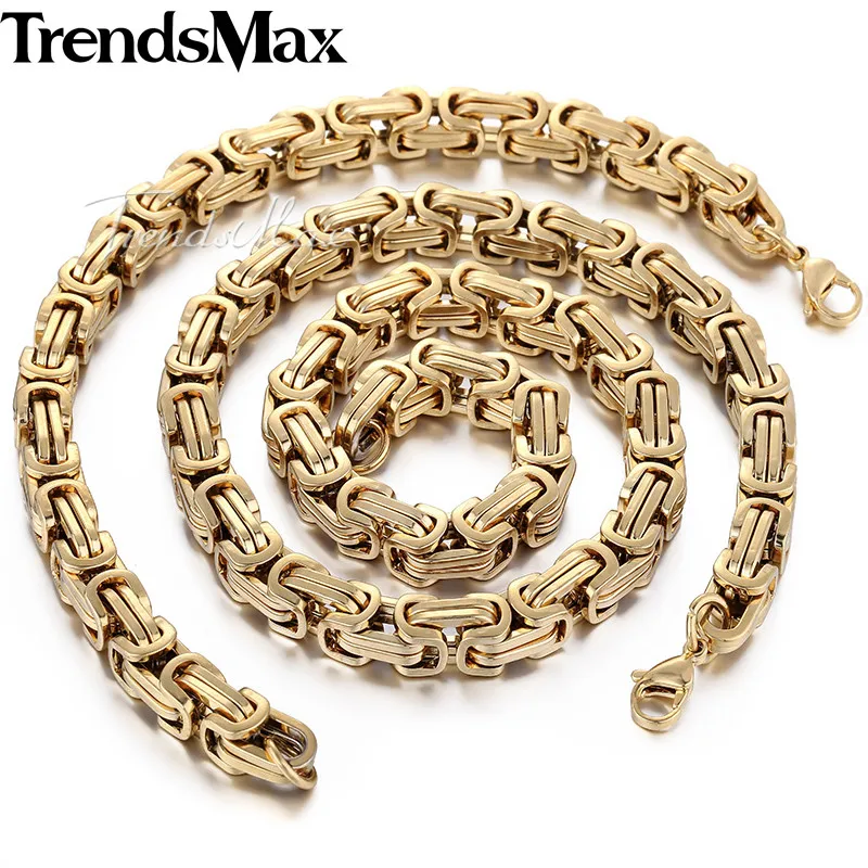 Мужской Комплект украшений из цепочки 8 мм ожерелья и браслета нержавеющей