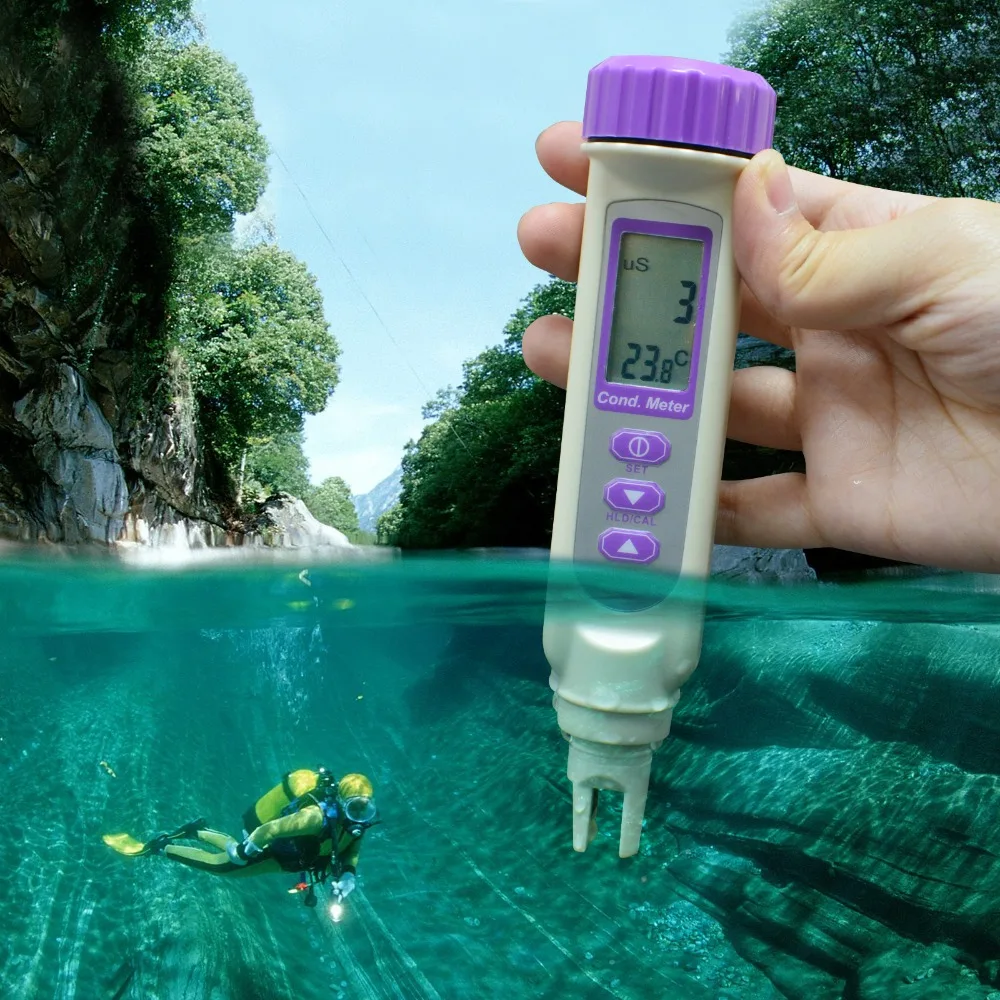 Pentype Dual Meter Water Quality Tester Conductivity Temperature Multipoint Calibration w/ IP65 Rating Auto Power Off | Инструменты