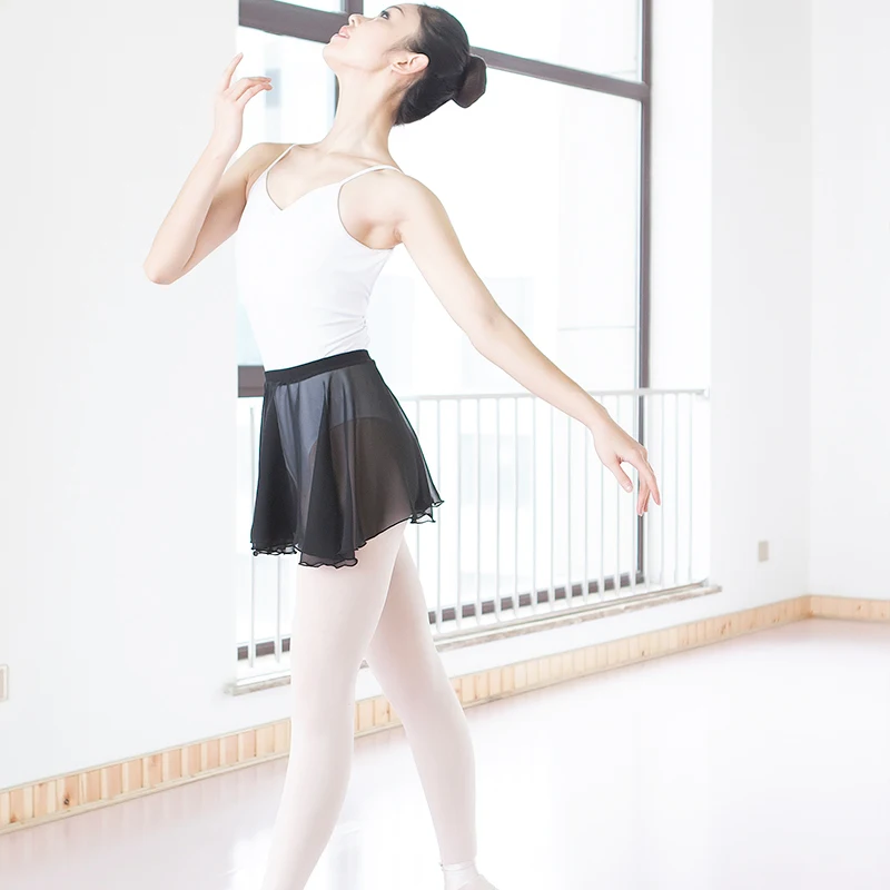 Топ, новинка, 2 цвета, шифоновая юбка для тренировок, collosion Saia, балетная эластичная балетная мини-юбка, Enfant, костюмы для лирических танцев, DWY199 от AliExpress WW