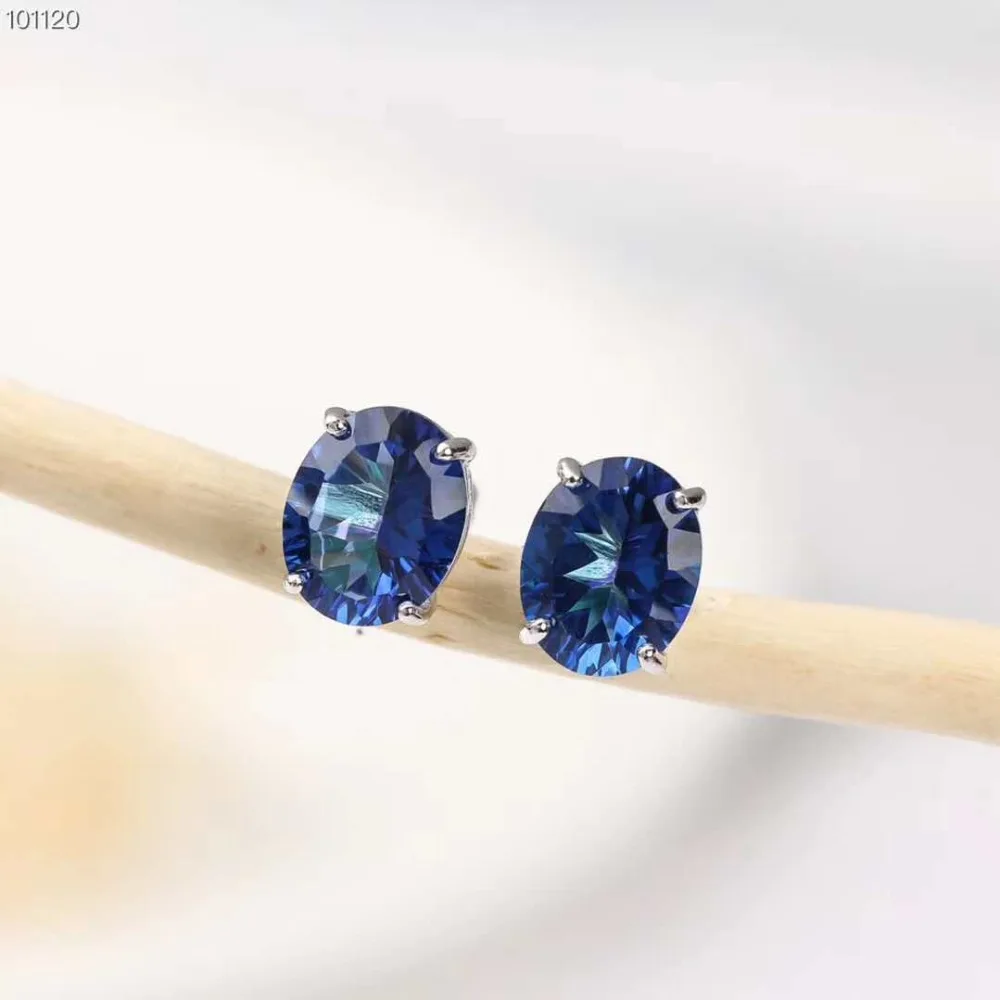 Ladies Natural Blue Topaz Rings Stone Earrings 925 Sterling Silver 2018 New Jewelry Light Luxury Simple Wedding Gift | Украшения и