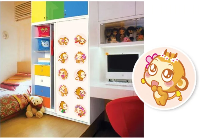 Animal Monkey Cartoon Wall Sticker Home Decals Decoration Notebook Refrigerator Wallpaper Kids Room Nursery Decal | Дом и сад