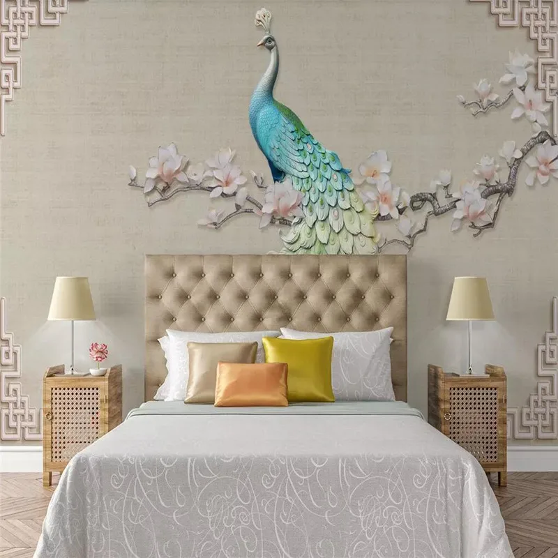 Новый китайский цветок Павлин фон для стены профессиональное производство