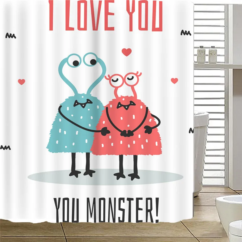 Полиэстер дышащая занавеска для душа прекрасный мультфильм пара ванной