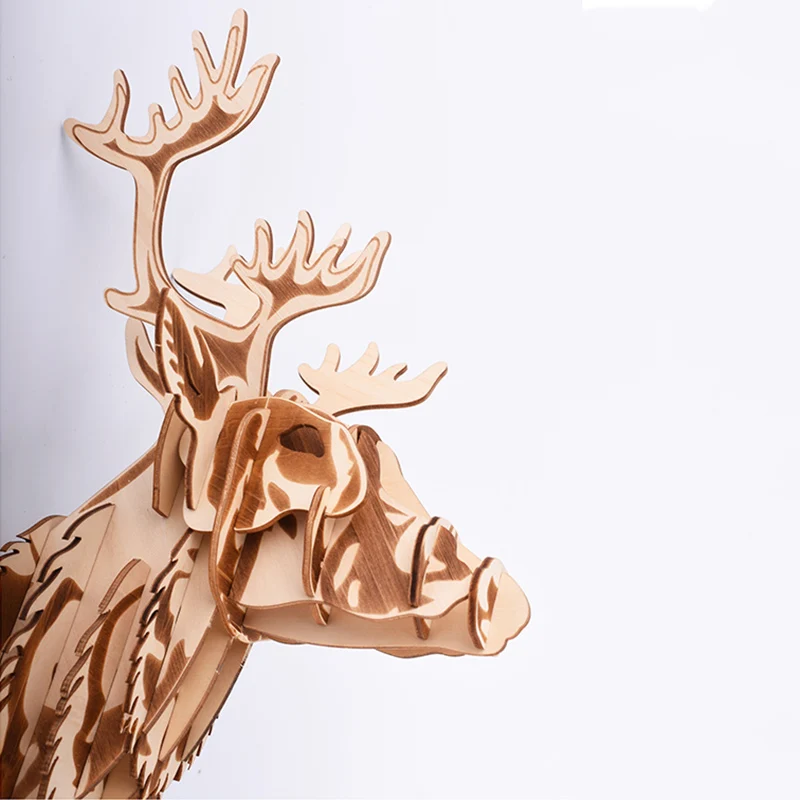 Голова оленя деревянная подвесная Модель 3D модель diy детские игрушки для