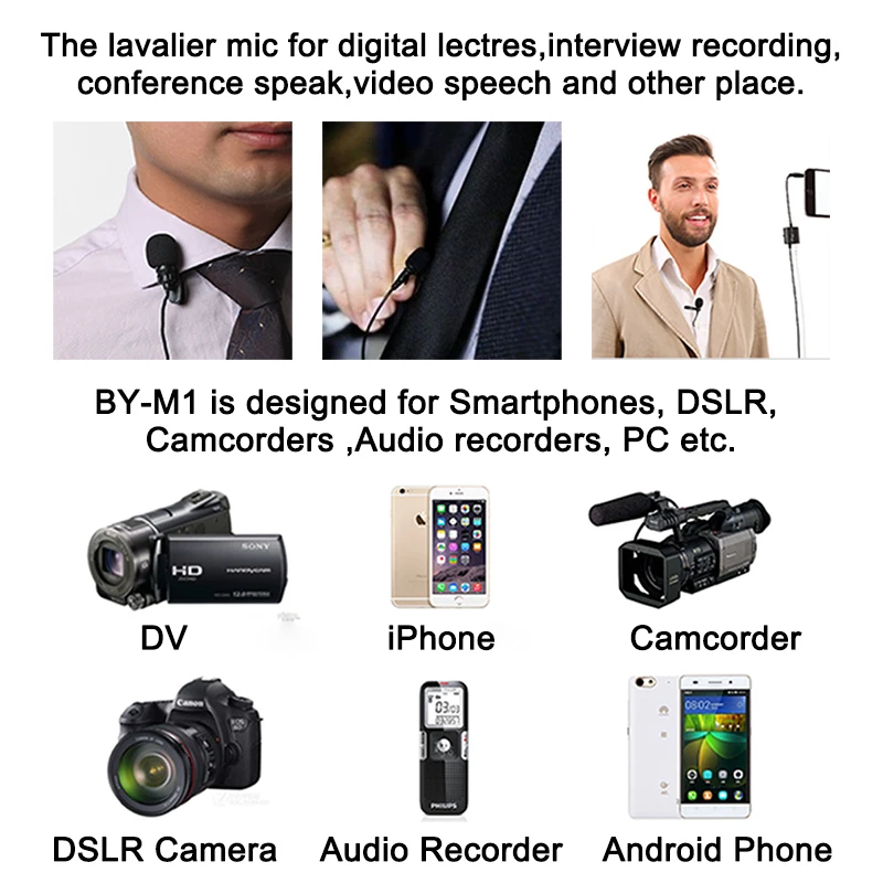 BOYA BY-M1 Label петличный всенаправленный конденсаторный микрофон для iPhone Android Canon Nikon