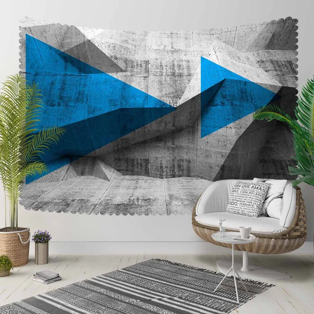 

Else Gray Blue Black Triangles Arrow Nordec Abstract 3D Print Decorative Hippi Bohemian Wall Hanging Landscape Tapestry Wall Art
