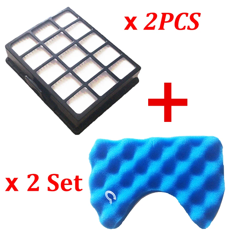 

2PCS Dust Hepa Filter + 2 Set Blue Sponge Filters for Samsung DJ97-00492A SC6520 SC6530/40/50/60/70/80/90 SC68 Vacuum Cleaner