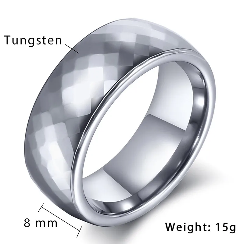 Мужские кольца Davieslee LTR01 из карбида вольфрама с гранями для мальчиков|rings tungsten