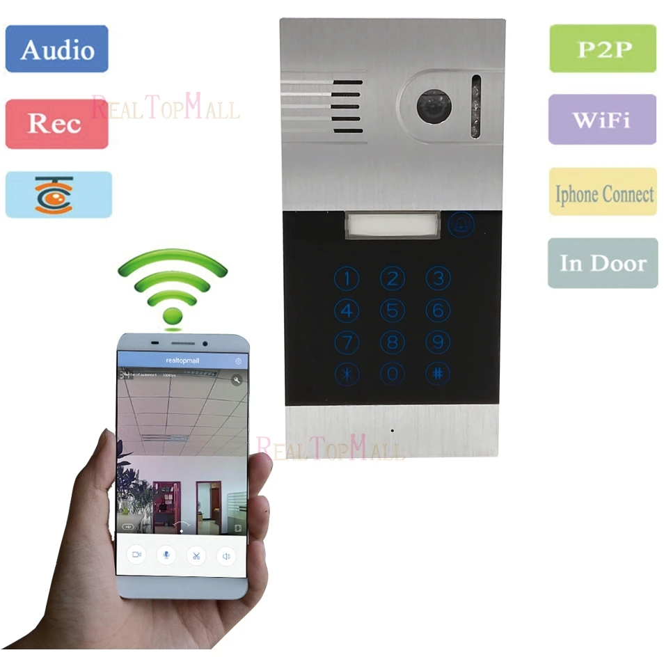 Touch IP Wi Fi Глобальный видео телефон двери Домофон с подкладкой внутренней и