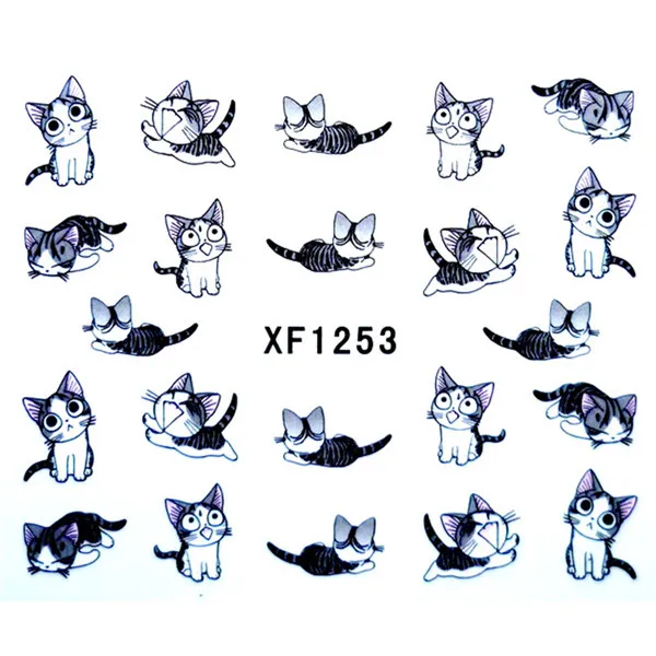 Cat 1 23 дизайна наклейка с цветком для ногтей переводная вода Фламинго/олень/бабочка/лиса/перо DIY Типсы для наращивания ногтей искусство Декор Аксессуары для маникюра фольга для ногтей - Цвет: Cat 1