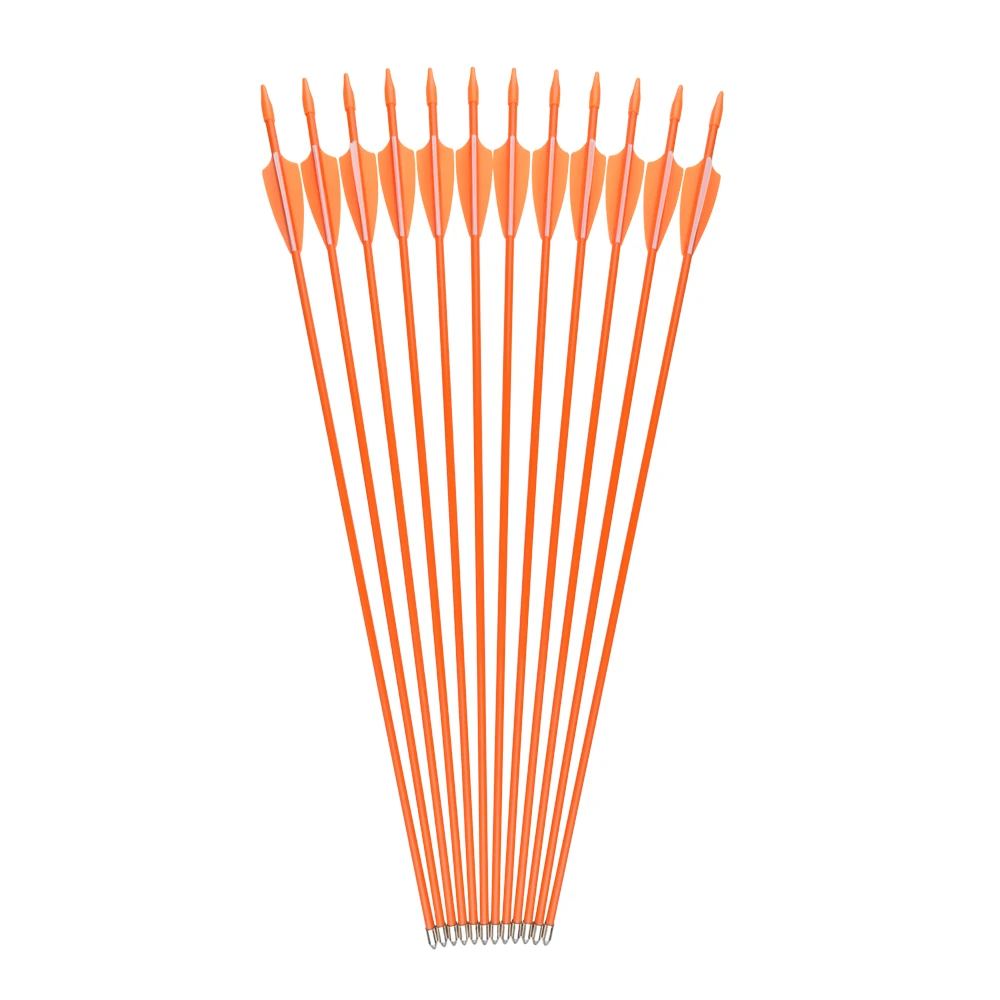 12 pcs Fiberglass Arrows Youth 5*7mm 26&quot Orange Fixed Bullet Point Kid Child Beginner Practice Archery Bow Free Shipping | Спорт и