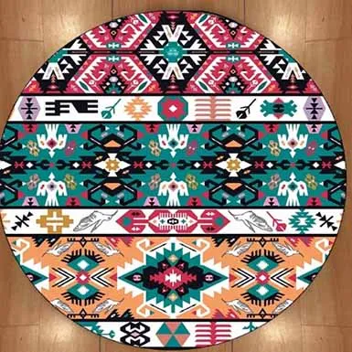 Ацтекские цветные геометрические 3d принты Нескользящие круглые ковры из