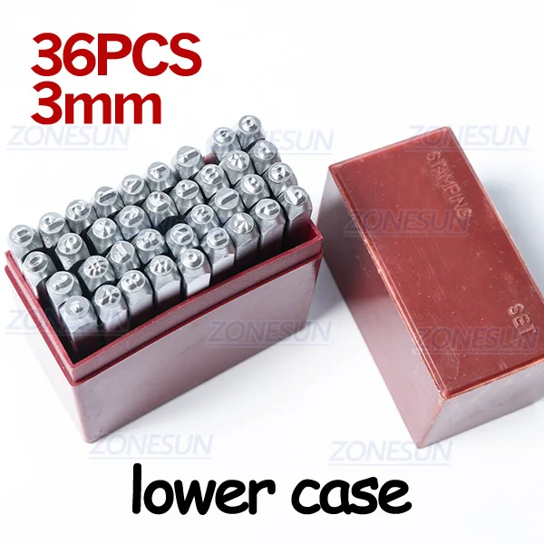 36PCS Lowercase ZONESUN 36 шт. ювелирные изделия металлические Штампы Алфавит Набор A-Z символ сердца кожаный штамповочный Чехол Инструменты для штамповки стальной металлический инструмент - Цвет: 36PCS Lowercase